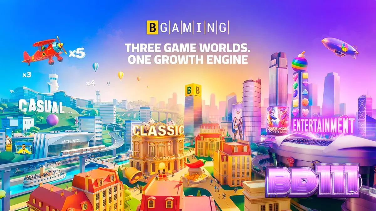 BGaming-এর থ্রি গেম ওয়ার্ল্ডস পোর্টফোলিও কনসেপ্টের একটি শৈল্পিক উপস্থাপনা